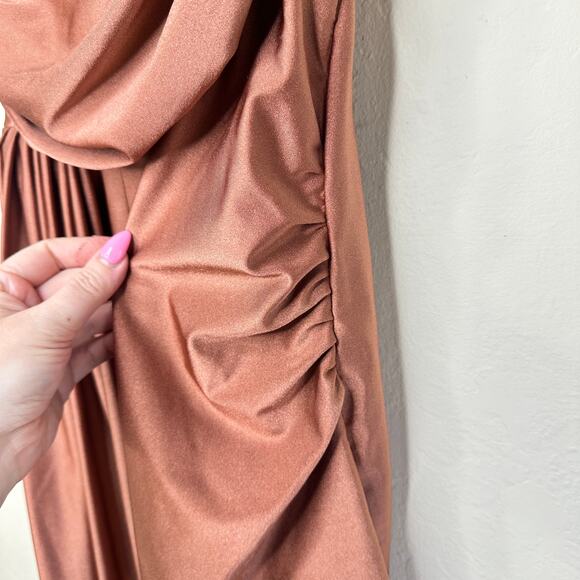 NWT Anthropologie Eugenia Fernandez Strapless Draped Mini Dress Bronze Large - Picture 9 of 15